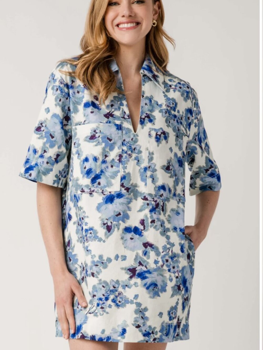 NWOT Olivaceous Floral Dress in Natural Blue SZ M
